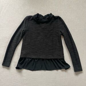 Loft black chiffon knit top.